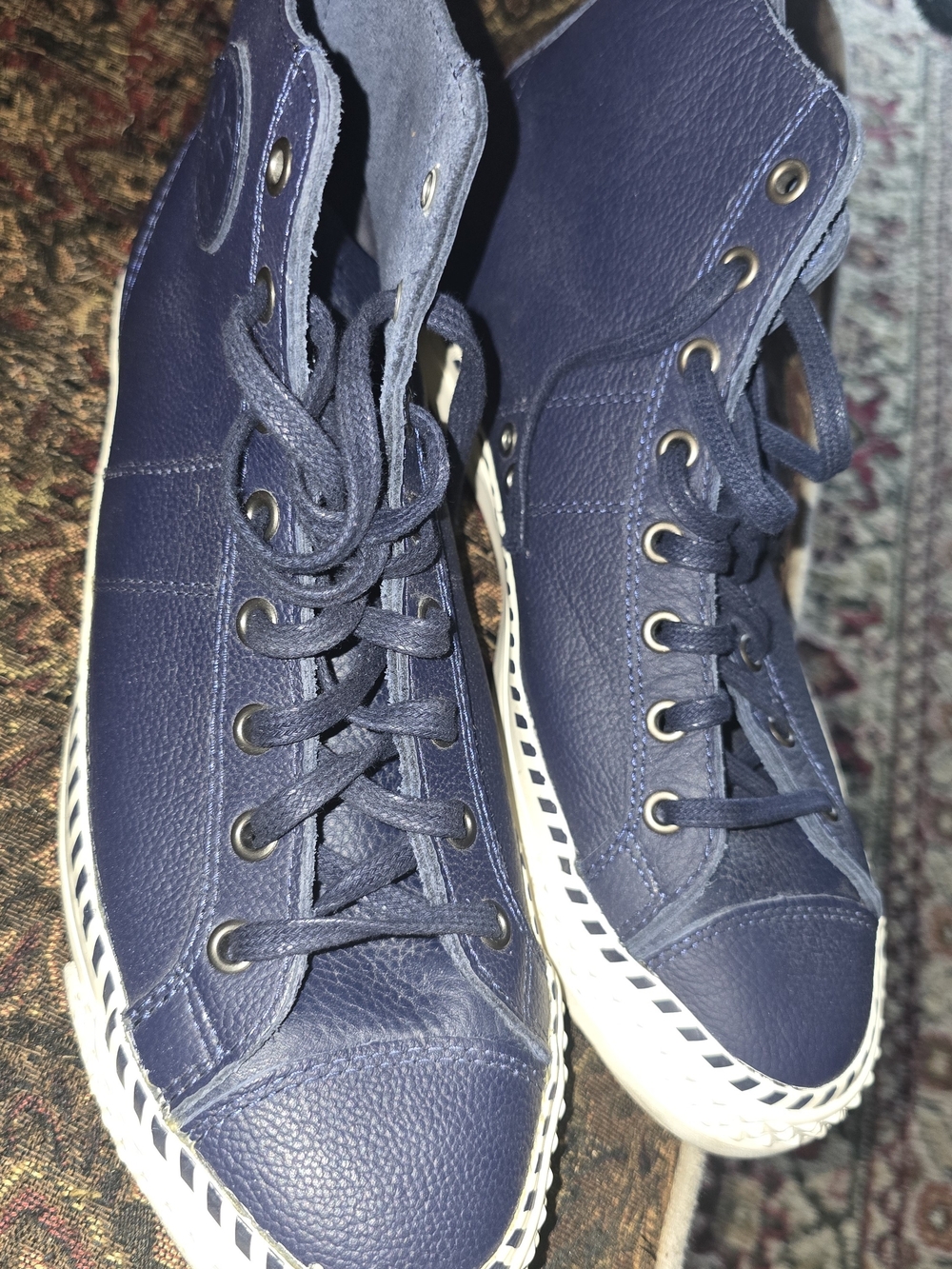 PF Flyer Rambler Mens Size 9.5 Navy Leather Hi top Shoes
